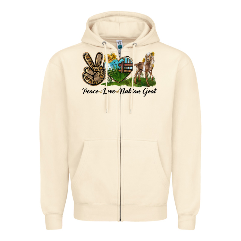 Peace Love Nubian Goat Zipper Hoodie by LillyAllenDesigns | Teevron