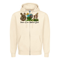 Sandshell Peace Love Nubian Goat Zipper Hoodie - LillyAllenDesigns