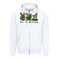 White Peace Love Nubian Goat Zipper Hoodie - LillyAllenDesigns