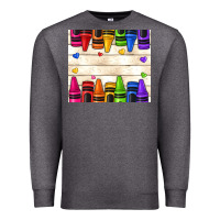 Charcoal Heather custom teacher name crayons Premium Sweatshirt - NancyCooperArtShop
