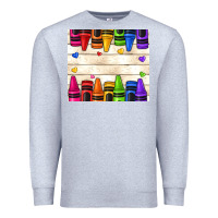 Heather Grey custom teacher name crayons Premium Sweatshirt - NancyCooperArtShop