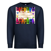 Navy custom teacher name crayons Premium Sweatshirt - NancyCooperArtShop