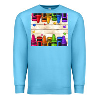 Ocean Blue custom teacher name crayons Premium Sweatshirt - NancyCooperArtShop