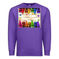 Purple custom teacher name crayons Premium Sweatshirt - NancyCooperArtShop