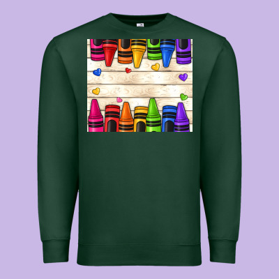 Custom Teacher Name Crayons Premium Sweatshirt Designed By Nancycooperartshop