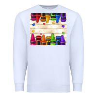 White custom teacher name crayons Premium Sweatshirt - NancyCooperArtShop