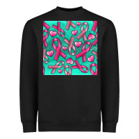 Black Cancer Ribbon with Heart Heavyweight Sweatshirt - texasbilliewilder