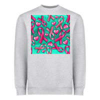 Heather Grey Cancer Ribbon with Heart Heavyweight Sweatshirt - texasbilliewilder