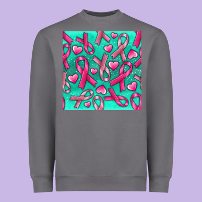 Cancer Ribbon With Heart Heavyweight Sweatshirt Designed By Texasbilliewilder