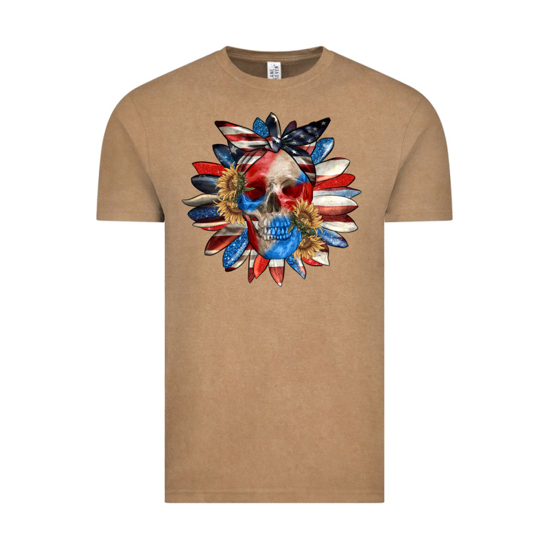 4th Of July Sunflower Skull 4th Of July Vintage Tee by CowGirlArtShop | Teevron
