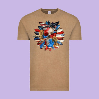 4th Of July Sunflower Skull 4th Of July Vintage Tee Designed By Cowgirlartshop