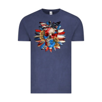 Vintage Denim 4th of July sunflower skull 4th of july Vintage Tee - CowGirlArtShop