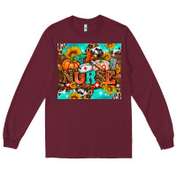 Burgundy pumpkin nurse with sunflower Long Sleeve Tee - AdoDesignShop