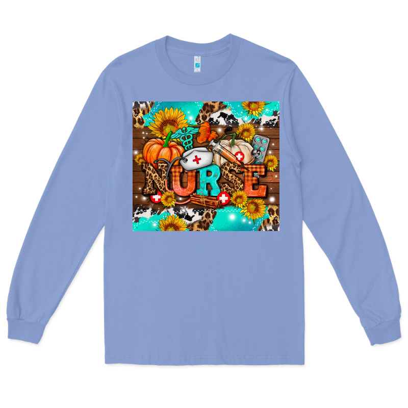 Pumpkin Nurse With Sunflower Long Sleeve Tee by AdoDesignShop | Teevron
