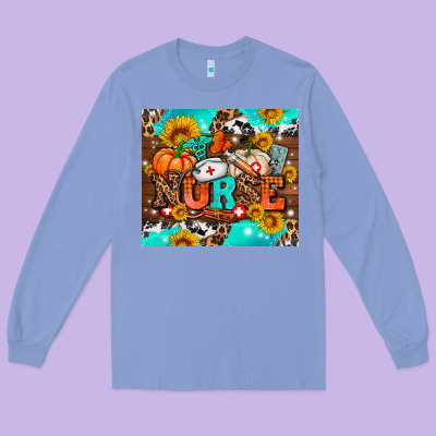 Pumpkin Nurse With Sunflower Long Sleeve Tee Designed By Adodesignshop