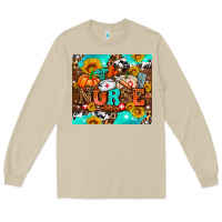 Mushroom pumpkin nurse with sunflower Long Sleeve Tee - AdoDesignShop