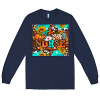 Navy pumpkin nurse with sunflower Long Sleeve Tee - AdoDesignShop
