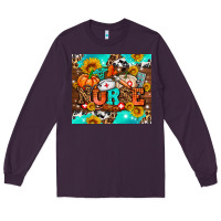 Plum pumpkin nurse with sunflower Long Sleeve Tee - AdoDesignShop
