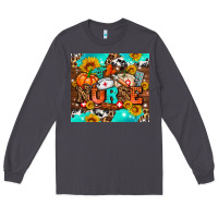 Smoke pumpkin nurse with sunflower Long Sleeve Tee - AdoDesignShop