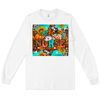 White pumpkin nurse with sunflower Long Sleeve Tee - AdoDesignShop