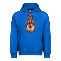 Cobalt chicken with bandana and leopard Urban Hoodie - texasbilliewilder