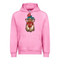Fuchsia Pink chicken with bandana and leopard Urban Hoodie - texasbilliewilder
