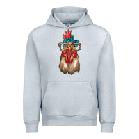Heather Grey chicken with bandana and leopard Urban Hoodie - texasbilliewilder