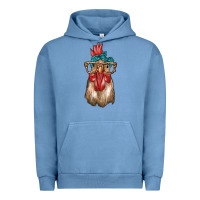 Pigment Pebble Blue chicken with bandana and leopard Urban Hoodie - texasbilliewilder