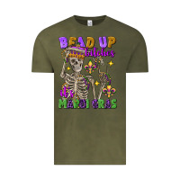 Vintage Olive bead up bitches it's mardi gras skeleton Vintage Tee - FaDigitalArtStudio