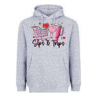 Heather Grey sips & trips target inspired stanley Heavyweight Hoodie - MaliasSmallBusiness