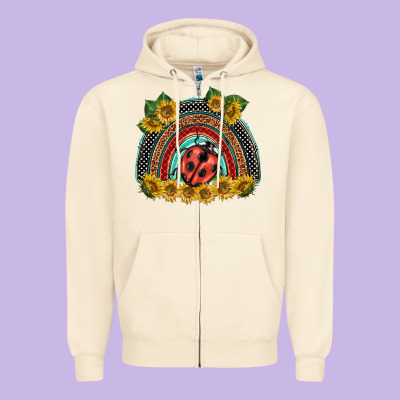 Ladybuy  Rainbow Zipper Hoodie Designed By Barkaloodesign