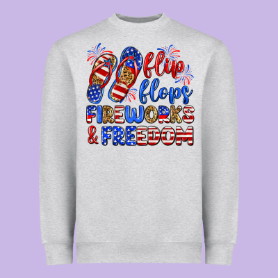 Flip Flops Fireworks And Freedom Heavyweight Sweatshirt Designed By Zillion Design Studio