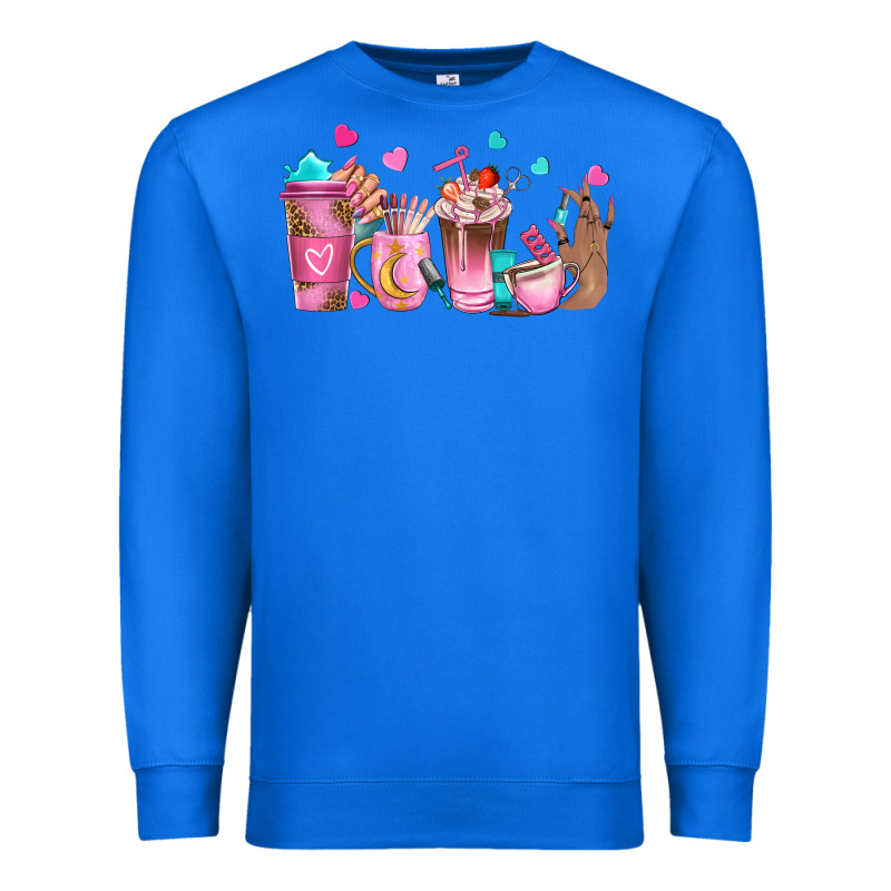 Nail Tech Coffee Cups Premium Sweatshirt by NancyCooperArtShop | Teevron