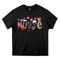 Black Nurse Valentines Day Heavy Core Tee - CowhideDigitalArt