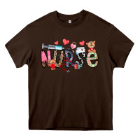 Chocolate Brown Nurse Valentines Day Heavy Core Tee - CowhideDigitalArt