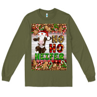 Army Green Christmas Ho Ho Ho Heifer Long Sleeve Tee - Artiststas