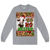 Heather Grey Christmas Ho Ho Ho Heifer Long Sleeve Tee - Artiststas