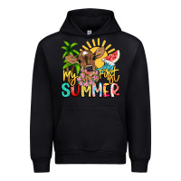 Black My first summer baby cow Urban Hoodie - NancyCooperArtShop