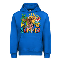 Cobalt My first summer baby cow Urban Hoodie - NancyCooperArtShop