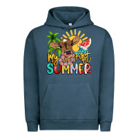 Pigment Midnight Navy My first summer baby cow Urban Hoodie - NancyCooperArtShop