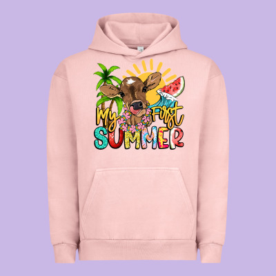 My First Summer Baby Cow Urban Hoodie Designed By Nancycooperartshop