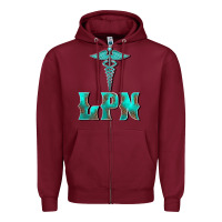 Burgundy licensed practical nurse medical symbol Zipper Hoodie - BarkalooDesign