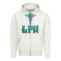 Oatmeal Heather licensed practical nurse medical symbol Zipper Hoodie - BarkalooDesign