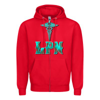 Red licensed practical nurse medical symbol Zipper Hoodie - BarkalooDesign