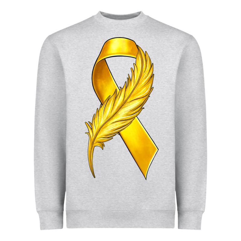 Childhood Cancer Ribbon With Feather Heavyweight Sweatshirt by texasbilliewilder | Teevron
