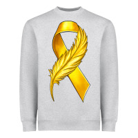 Heather Grey Childhood Cancer Ribbon with Feather Heavyweight Sweatshirt - texasbilliewilder