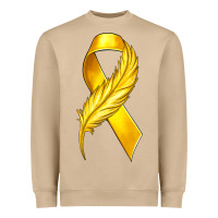 Mushroom Childhood Cancer Ribbon with Feather Heavyweight Sweatshirt - texasbilliewilder