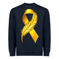 Navy Childhood Cancer Ribbon with Feather Heavyweight Sweatshirt - texasbilliewilder