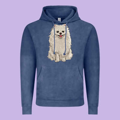 White Pomeranian Vintage Hoodie Designed By Ranaportraitstore