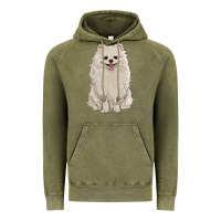 Vintage Olive white pomeranian Vintage Hoodie - RanaPortraitStore